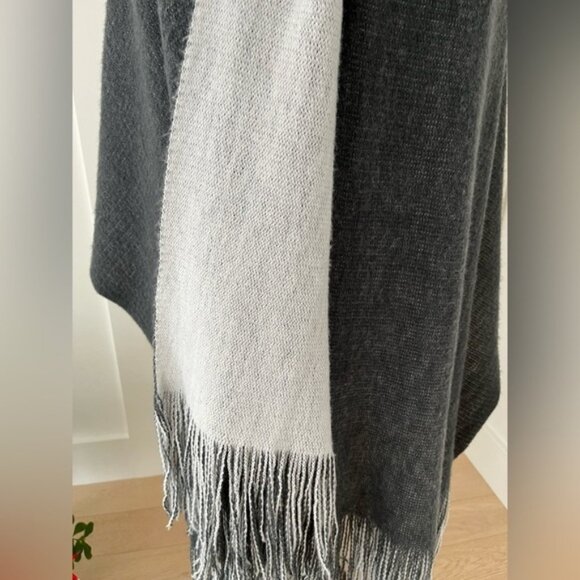 MOMENT BY MOMENT Shawl Wrap Oversize Cozy Scarf Charcoal Grey Long Fringe - Picture 5 of 10